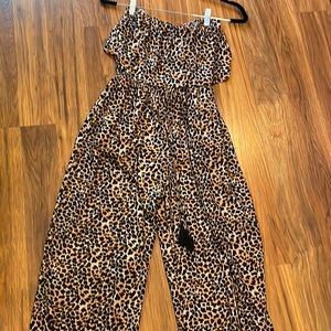 Wild honey animal print jumpsuit - strapless small